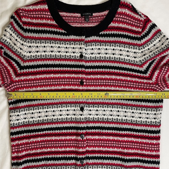 Talbots Cardigan Sweater Lambswool Fair Isle Button Up Large - Picture 5 of 8
